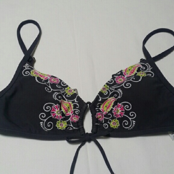 Athleta Dragonfly Scrunch Black Bikini Top  XS