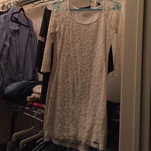 Lace long sleeve white dress