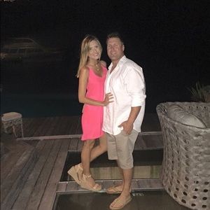 Hot pink satin dress by Amanda Uprichard!