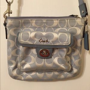 Baby blue and white Coach purse