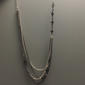 Black and silver cross necklace