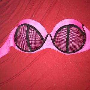 Mesh hot pink bikini top