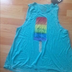 NWT Chaser rainbow Popsicle flounce tank  size S