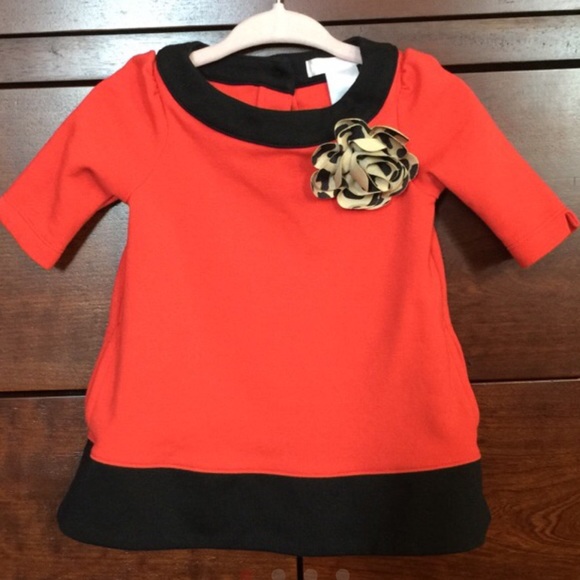 Cute red twill blossom tunic