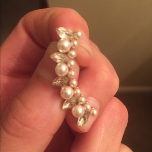 Diamond and Pearl ear cuff