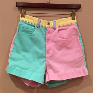 Stretch Bull Denim High-Waist Cuff Short