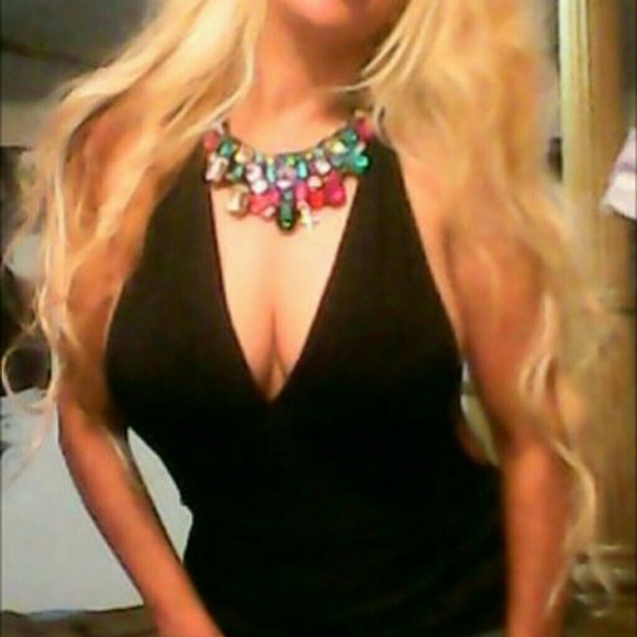 Colorful Rhinestone Beaded Bib Choker