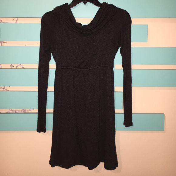 Dark grey cow neck sweater dress