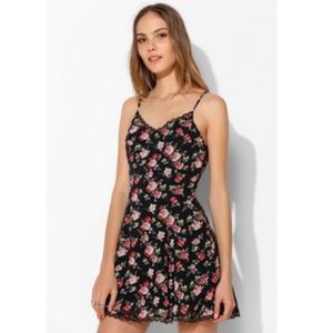 URBAN floral and lace mini dress