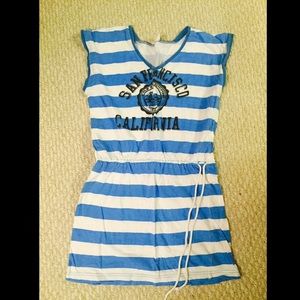 Blue and white stripe dress