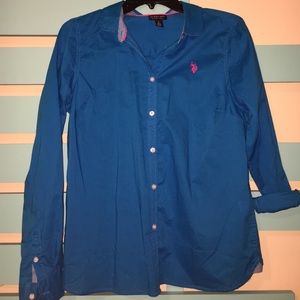 Blue polo button down