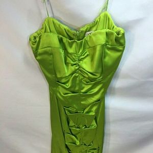 LIME GREEN scrunched slim bodycon cache dress