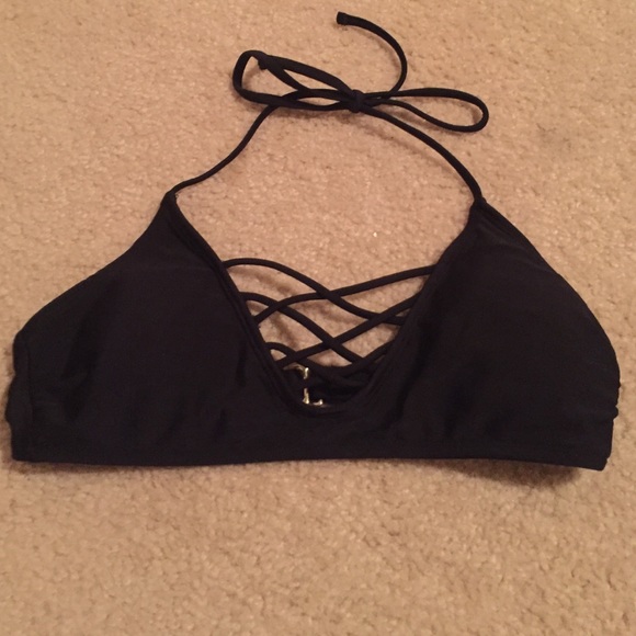 Black Cross Bathing Suit Top