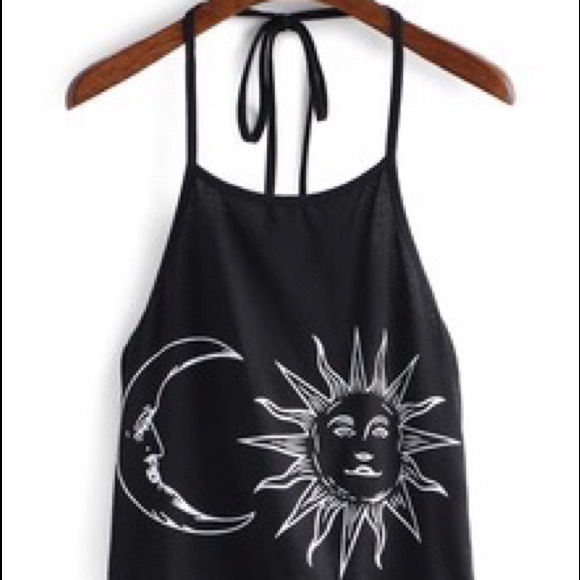 Halter Sun & Moon print Top🌜🌚
