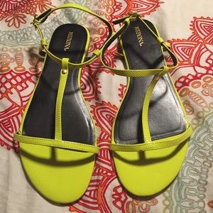 Neon yellow strappy sandals