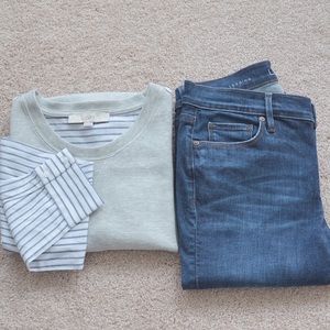 Loft Stripe Sleeve Two-in-One Top