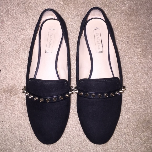 Black spike studded loafers