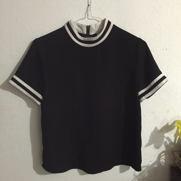 Black and White Mock Neck Top