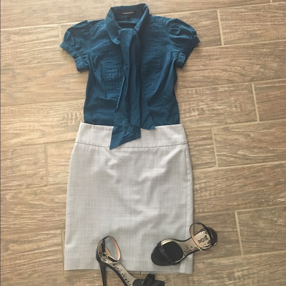 Express Teal Button Down with Tie