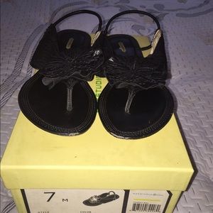 Max Studio leather flower sandals