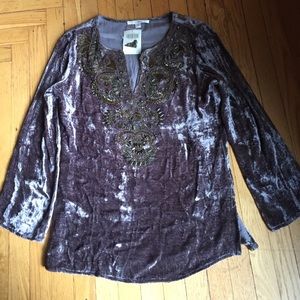 Boston Proper velour beaded tunic