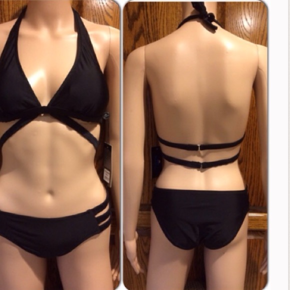 REE BEES Medium Black Strappy Bikini Top - Picture 3 of 4