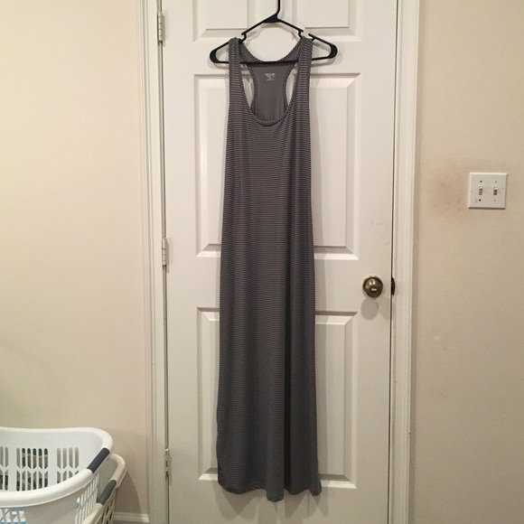 Mossimo gray and black striped maxi dress