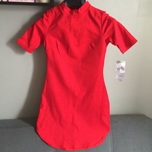 Red tight mini dress