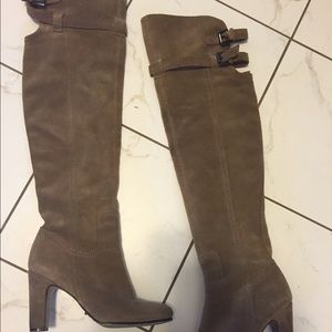Sam Edelman High Over the Knee suede boots taupe