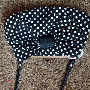 Black pokaddoted purse