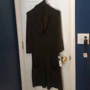 Cowlneck Olive Green Dress