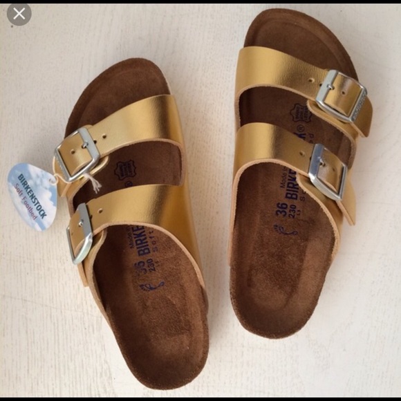 Gold metallic Birkenstocks NWT