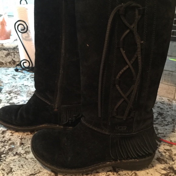 Ugg tall black water resistant suede boot