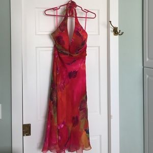 Cache halter colorful floral flowy dress