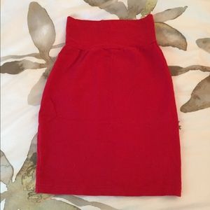 American Apparel, red high waisted skirt.
