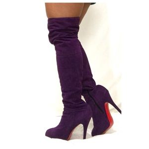 Christian Louboutin thigh high purple boots