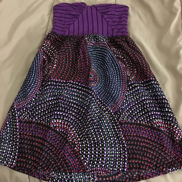 Roxy purple print strapless dress (see description