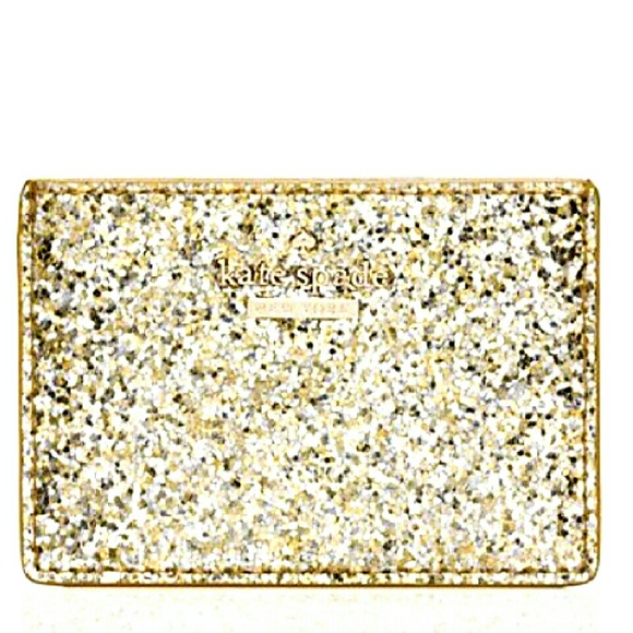 Kate spade gold glitter card holder