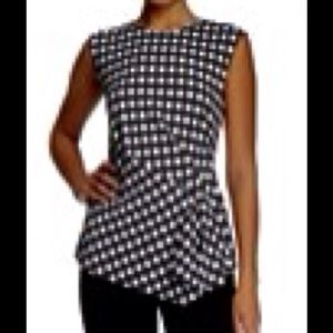 Vince Camuto Polka Dot Asymmetrical Hem Shirt