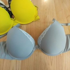 Gray lace detail bra