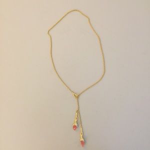Alexis Bittar coral and gold lariat necklace