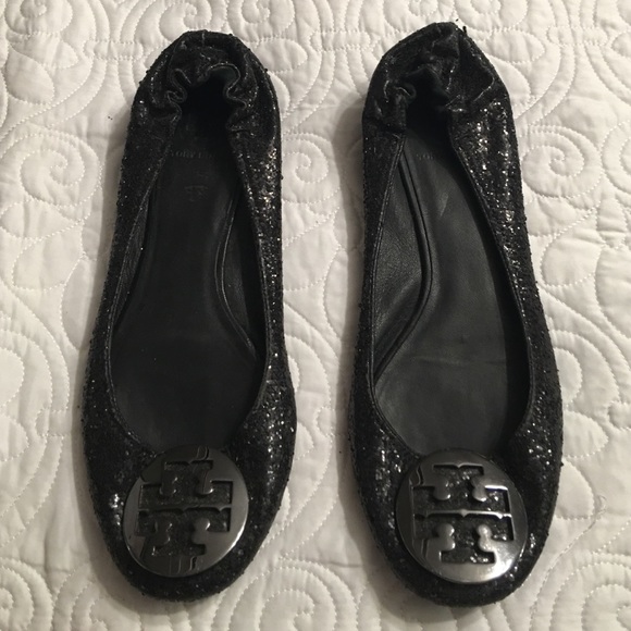 Tory Burch black flats. Sparkly. Size 9