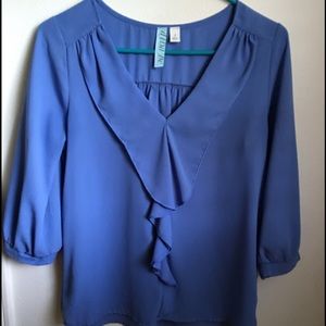 Blue Ruffle Top