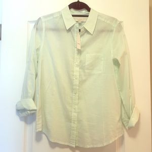 NWT LOFT button down mint green shirt