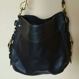 Authentic COACH black leather handbag medium