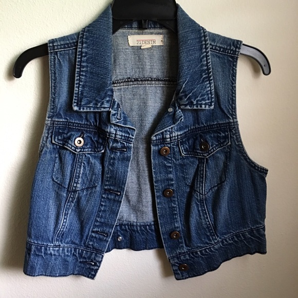 Dark denim cropped vest