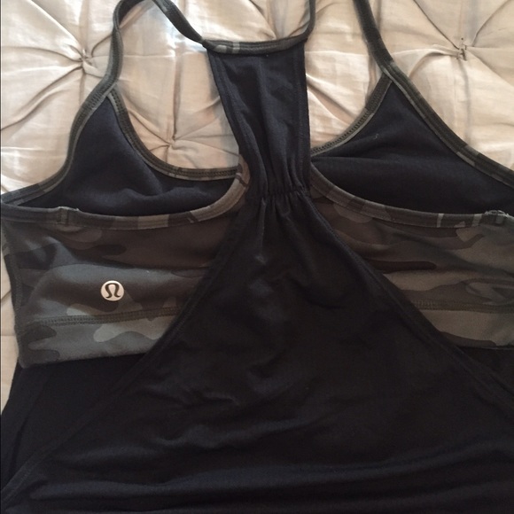 Lululemon No Limits tank, camo and black, size 6