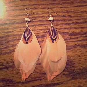 Pink feather earrings
