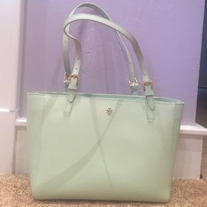 Tory Burch mint green "York" Small Tote