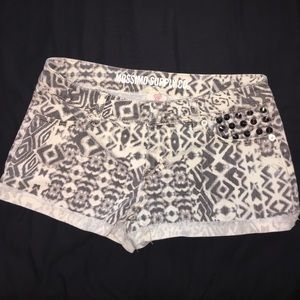 Printed Jean Shorts
